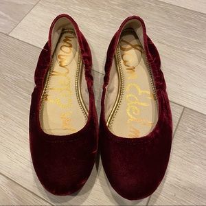 Sam Edelman Fritz Ballet Flats Velvet Burgundy Red